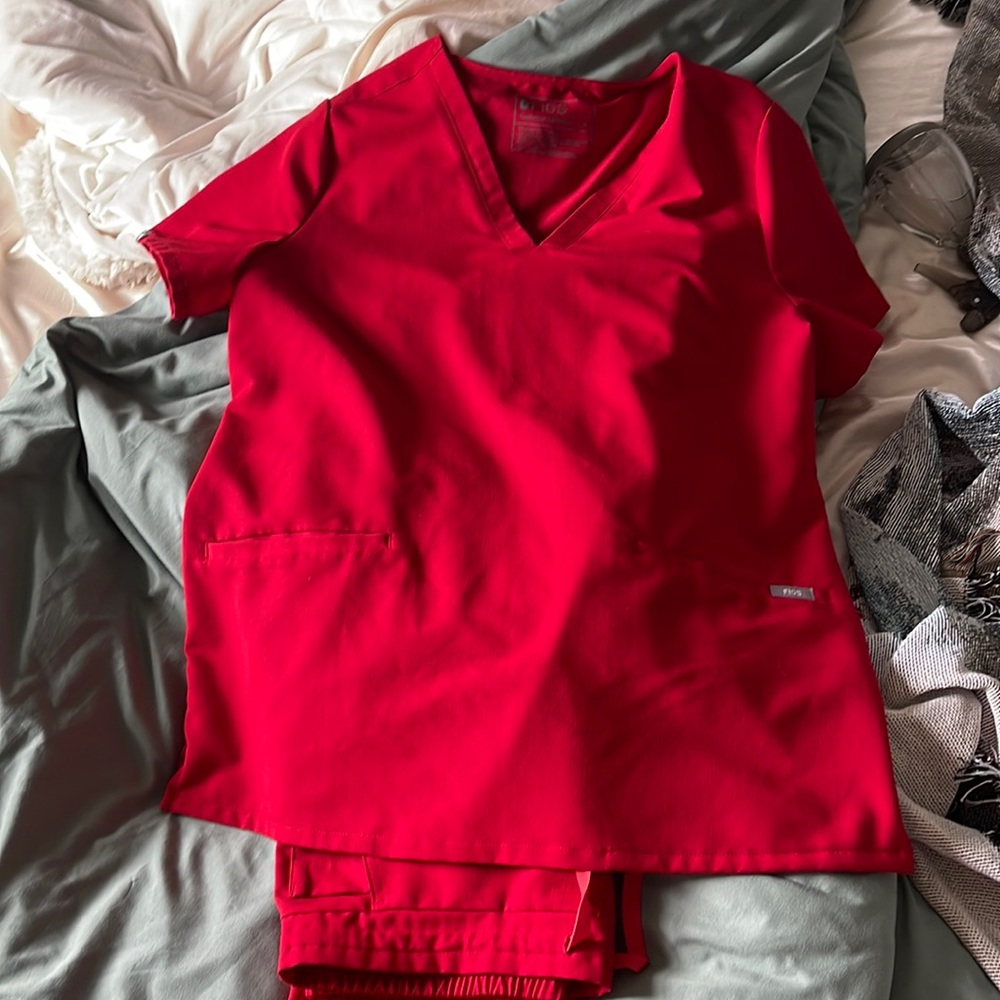 size Medium red figs scrubs with straight legged pant!